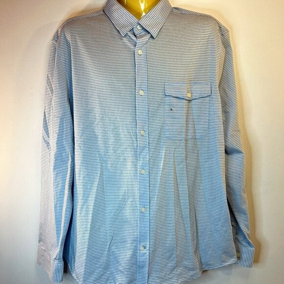 Express Men's Blue Striped Soft Stretch Shirt - Size XL - NWT $70 - Picture 3 of 6